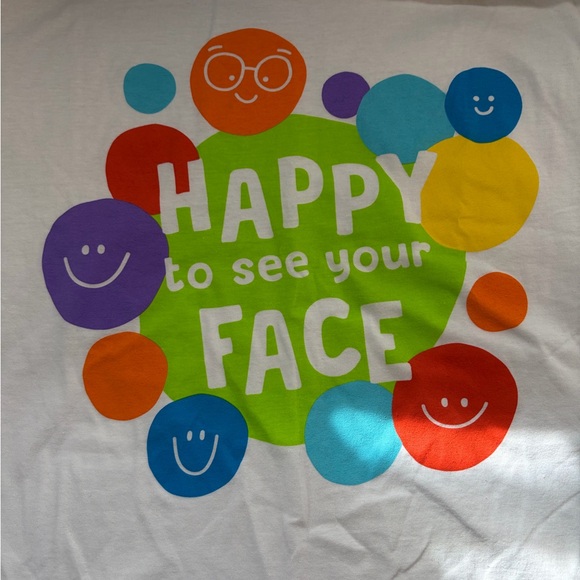 White T-Shirt with Colorful Smiley Faces - Picture 2 of 3